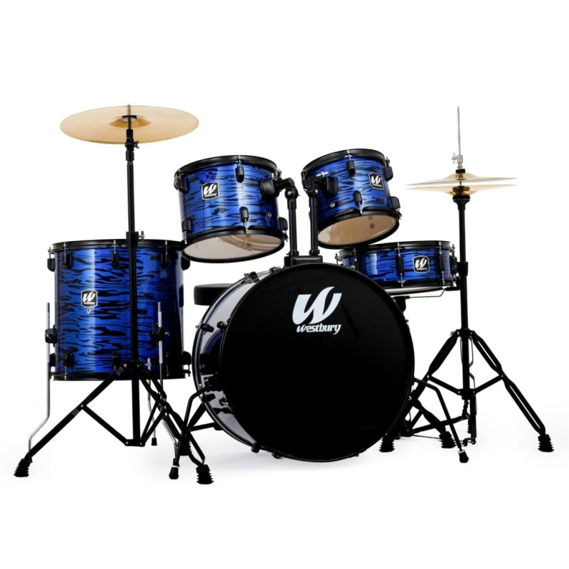 Westbury - 400 Series 5-Piece Stage Drumset With 22" Bass Drum & Throne, Blue Oyster