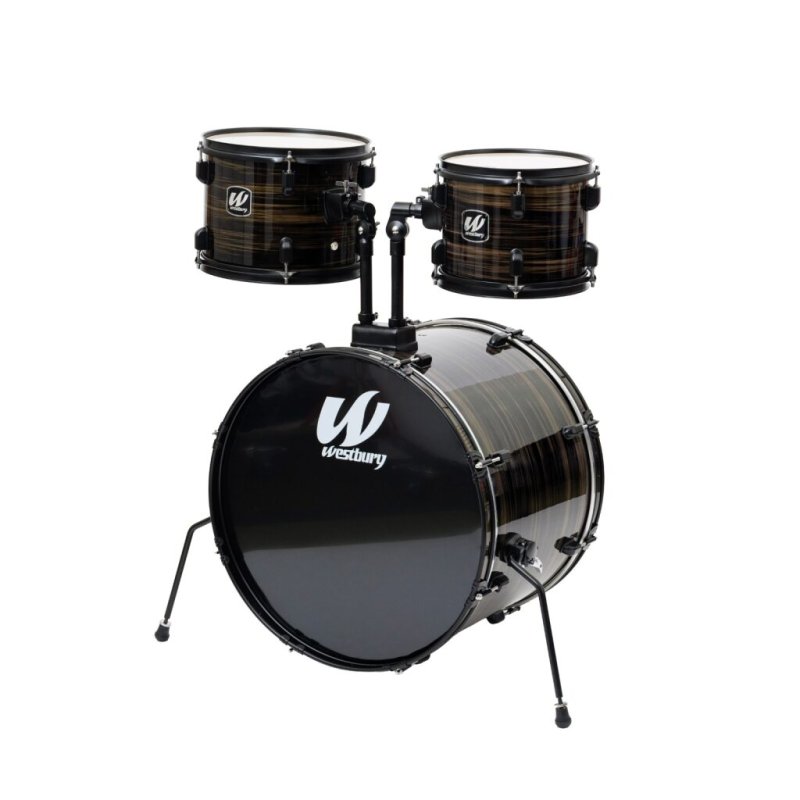 Westbury - 400 Series 5-Piece Stage Drumset With 22" Bass Drum & Throne, Black Woodgrain