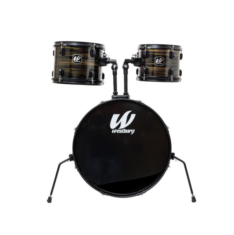 Westbury - 400 Series 5-Piece Stage Drumset With 22" Bass Drum & Throne, Black Woodgrain