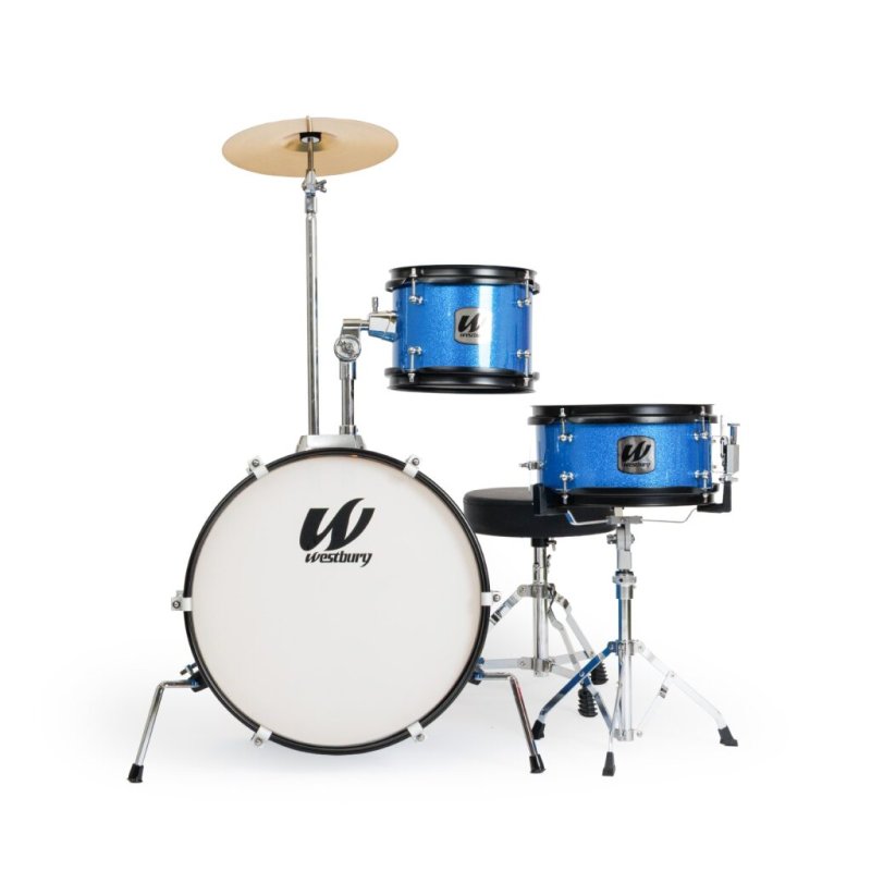 Westbury - 3-Piece Junior Drum Set Complete With Throne, Blue Sparkle Finish