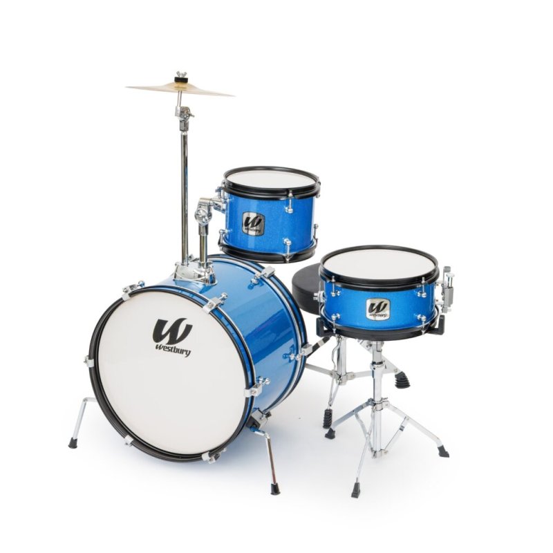 Westbury - 3-Piece Junior Drum Set Complete With Throne, Blue Sparkle Finish