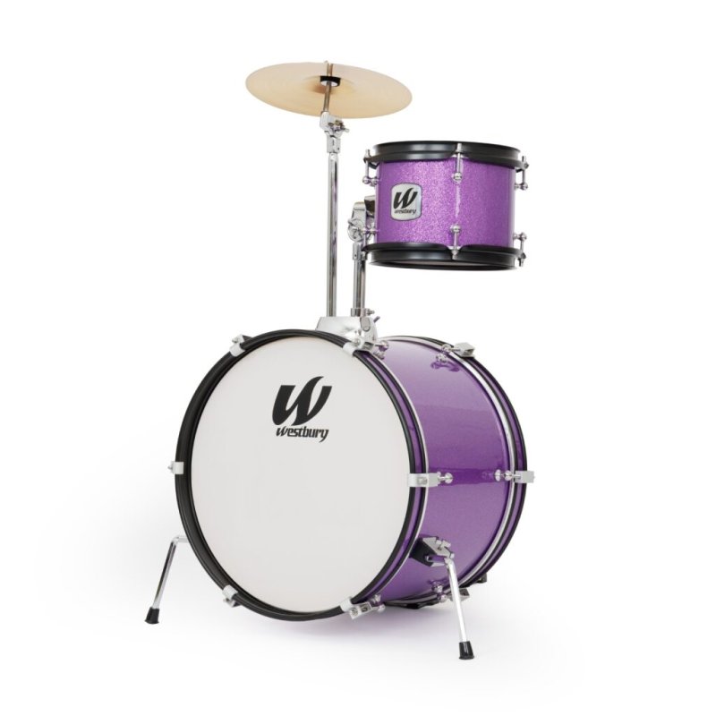 Westbury - 3-Piece Junior Drum Set Complete With Throne, Purple Sparkle Finish