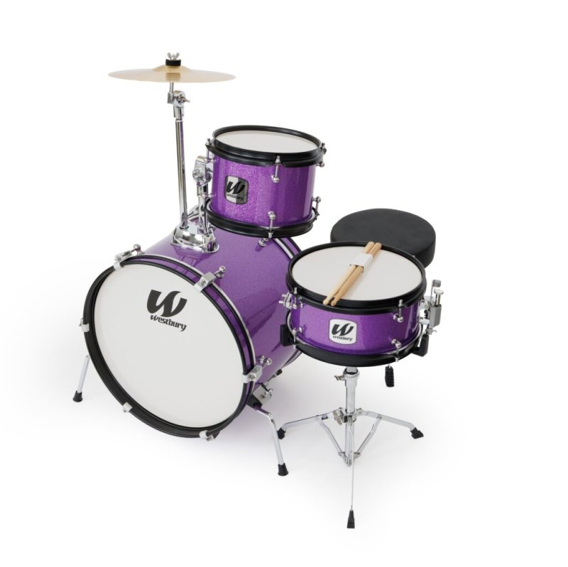Westbury - 3-Piece Junior Drum Set Complete With Throne, Purple Sparkle Finish