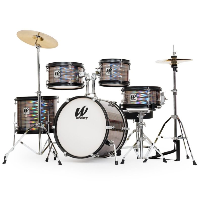 Westbury - 5-Piece Junior Drum Set Complete With Hardware, Cymbals & Throne, Prismatic Finish