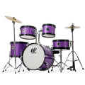 Westbury - 5-Piece Junior Drum Set Complete With Hardware, Cymbals & Throne, Purple Sparkle Finish