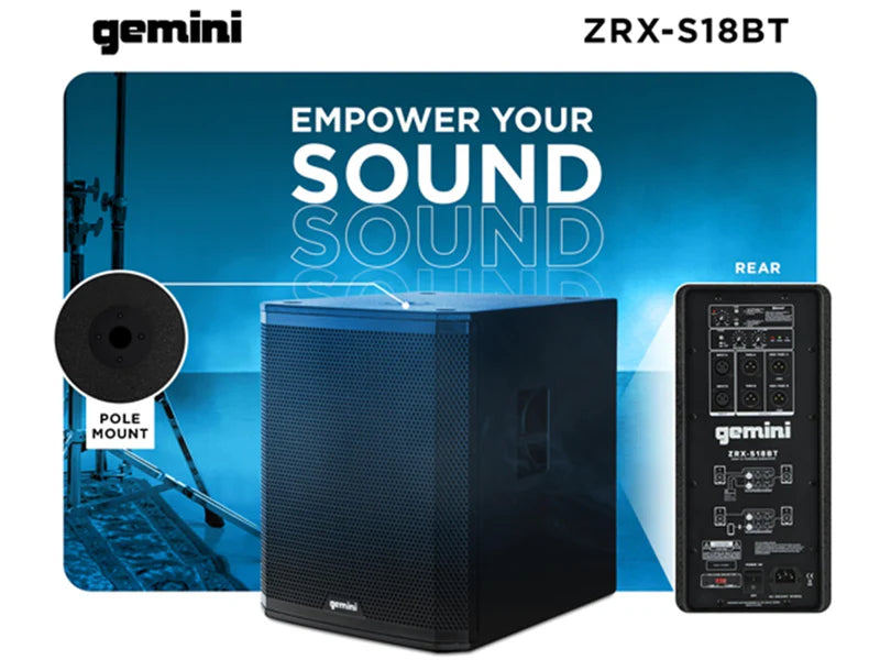 Gemini - Ultra-High-Power 2400W Peak Bluetooth Subwoofer