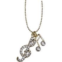 NECKLACE NOTE/CLEF CRYSTAL CLEAR/GOLD