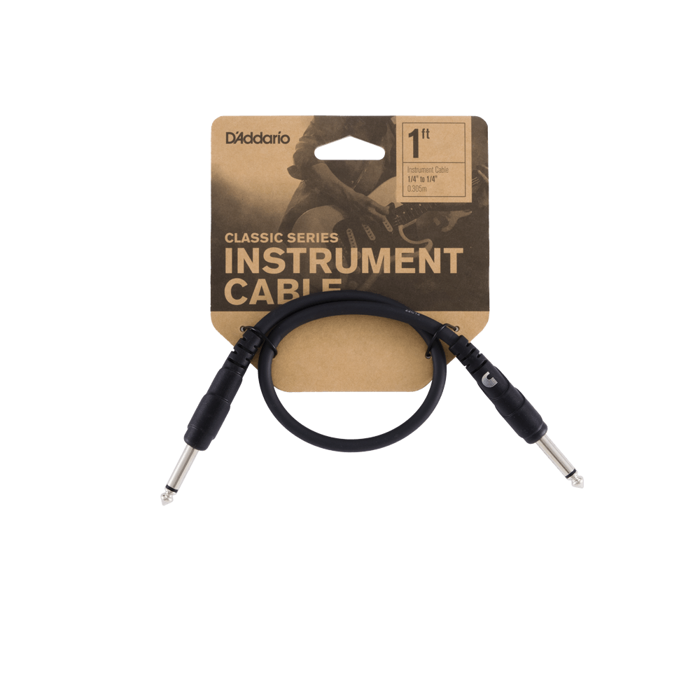 D'Addario - Classic Series Patch Cable - Straight to Straight, 1ft- PW-CGTP-01
