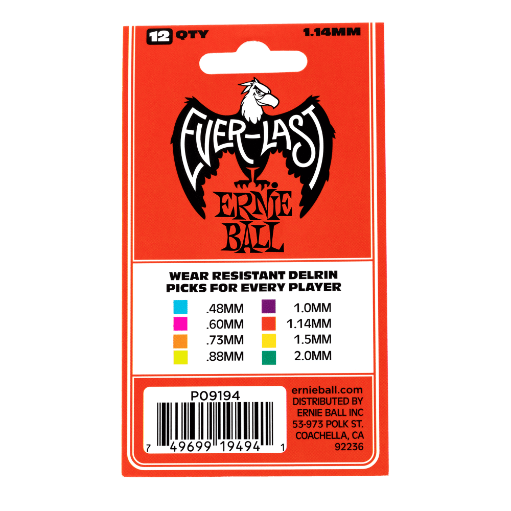 Ernie Ball - Everlast Picks - 1.14mm Red - 12 Pack