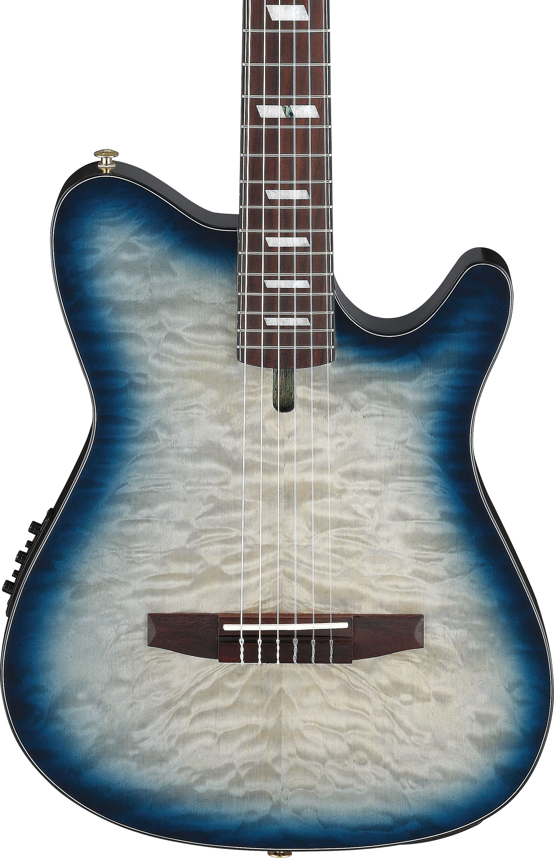 Ibanez Guitars - FRH20QMN - Thinline Nylon-string Acoustic-electric - Cosmic Blue Sunburst Low Gloss