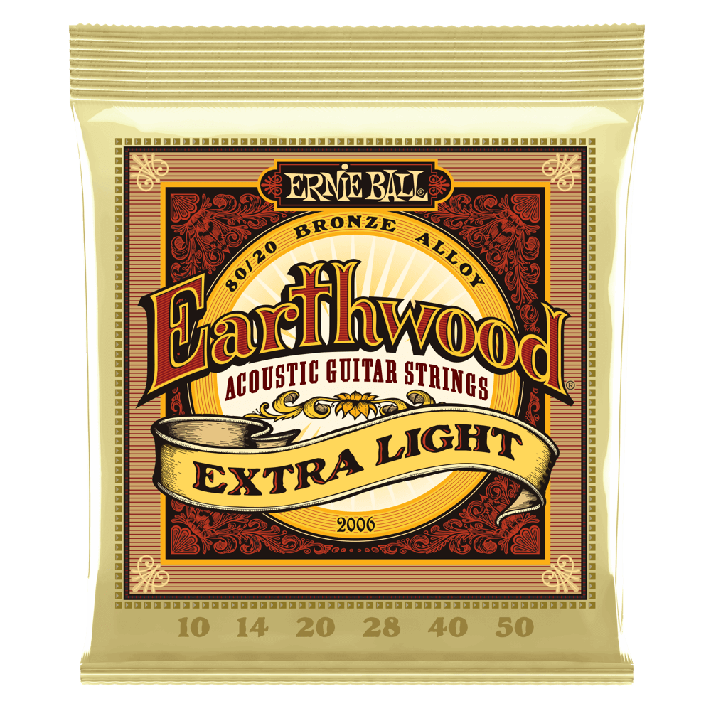 Ernie Ball -  Extra Light Earthwood 80/20 Bronze Acoustic Guitar Strings 10-50 Gauge