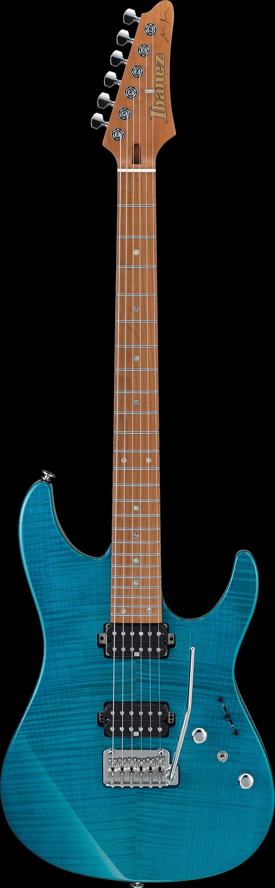 Ibanez Electric Guitar - Martin Miller Signature 6str Electric Guitar w/Case - Transparent Aqua Blue - MM1TAB