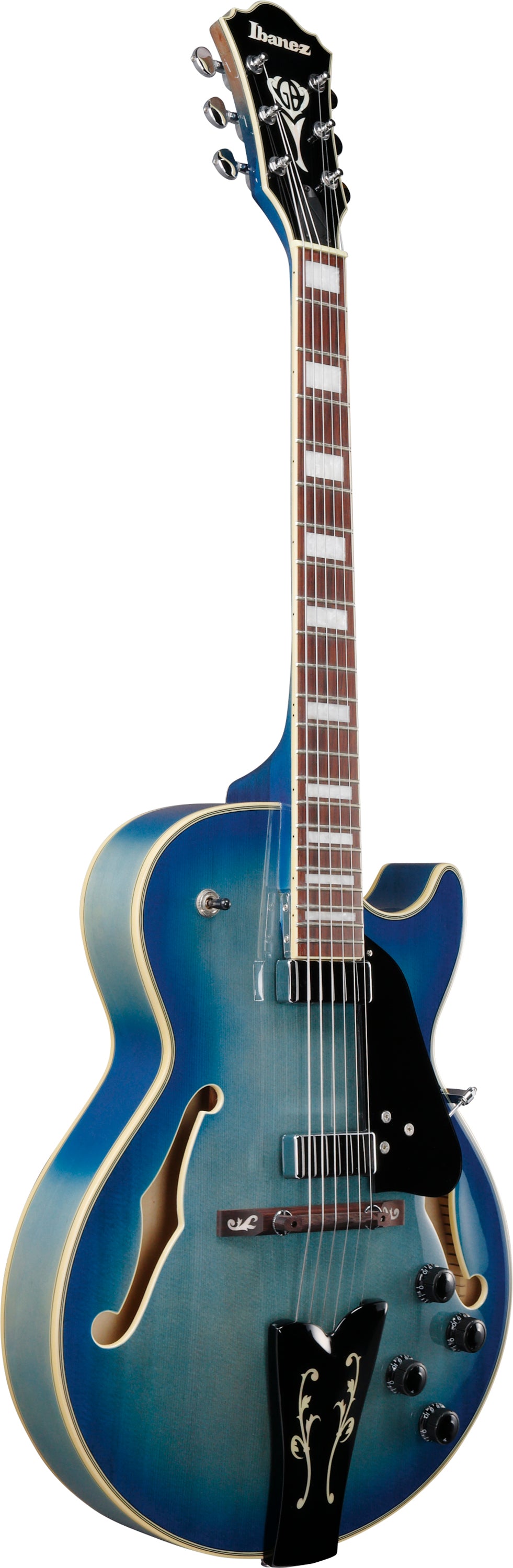 Ibanez Electric Guitar - George Benson Signature 6str Hollow Body Electric Guitar - Jet Blue Burst - GB10EMJBB
