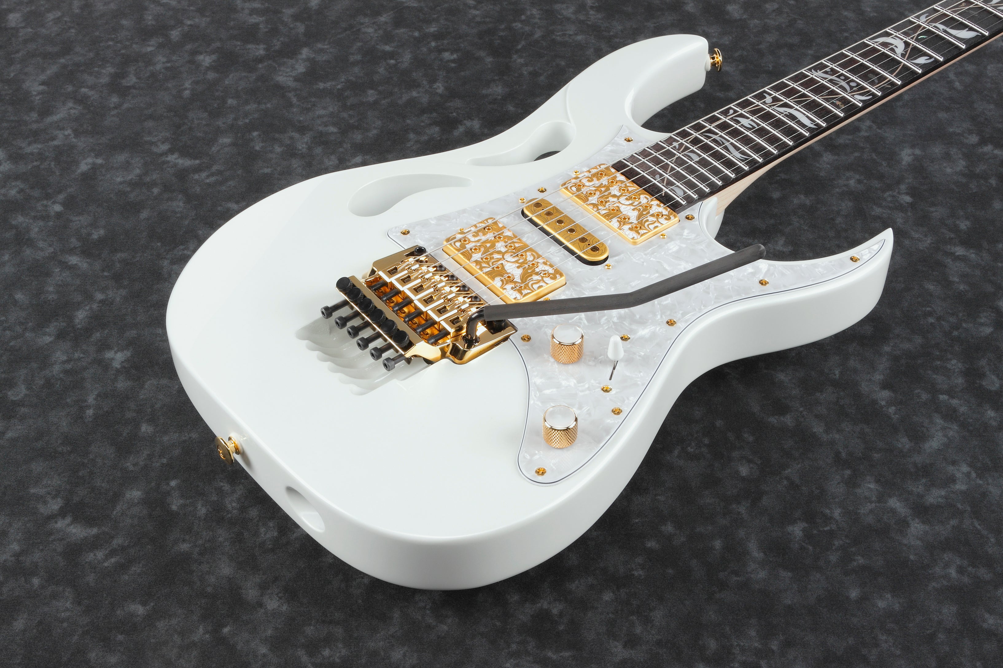 Ibanez Electric Guitar - Steve Vai Signature 6str Electric Guitar w/Case - Stallion White - PIA3761SLW