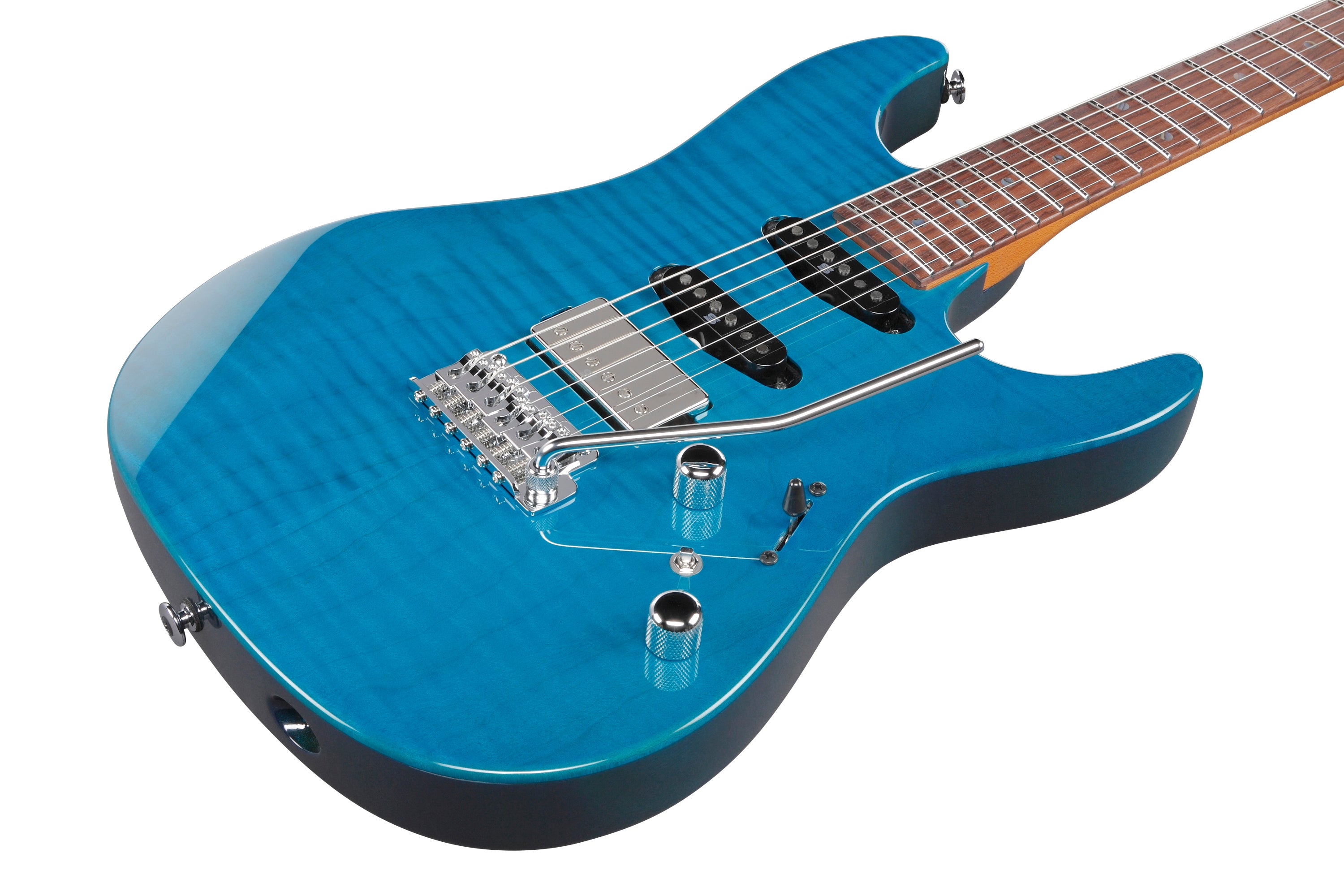 Ibanez Electric Guitar - Martin Miller Signature 6str Electric Guitar w/Case - Transparent Aqua Blue - MMN1TAB