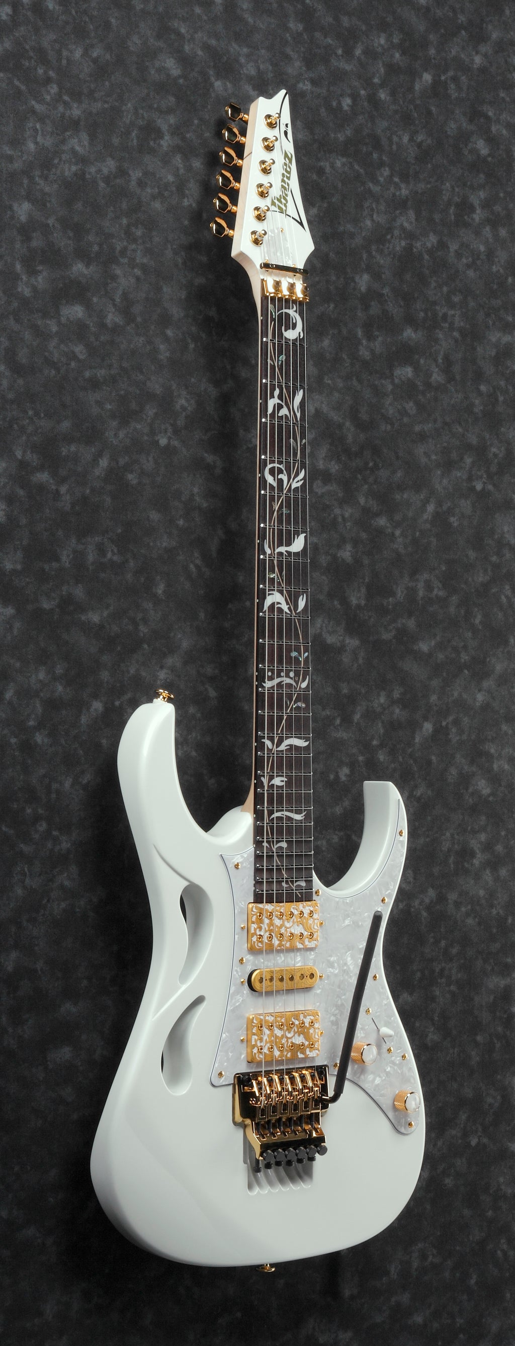 Ibanez Electric Guitar - Steve Vai Signature 6str Electric Guitar w/Case - Stallion White - PIA3761SLW