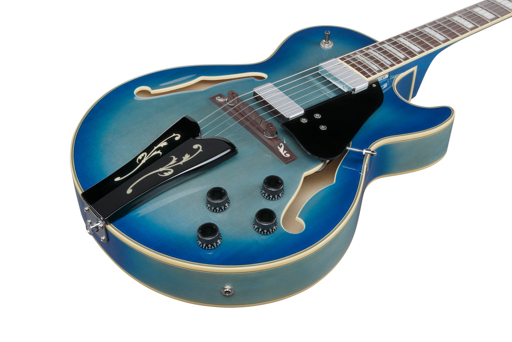 Ibanez Electric Guitar - George Benson Signature 6str Hollow Body Electric Guitar - Jet Blue Burst - GB10EMJBB