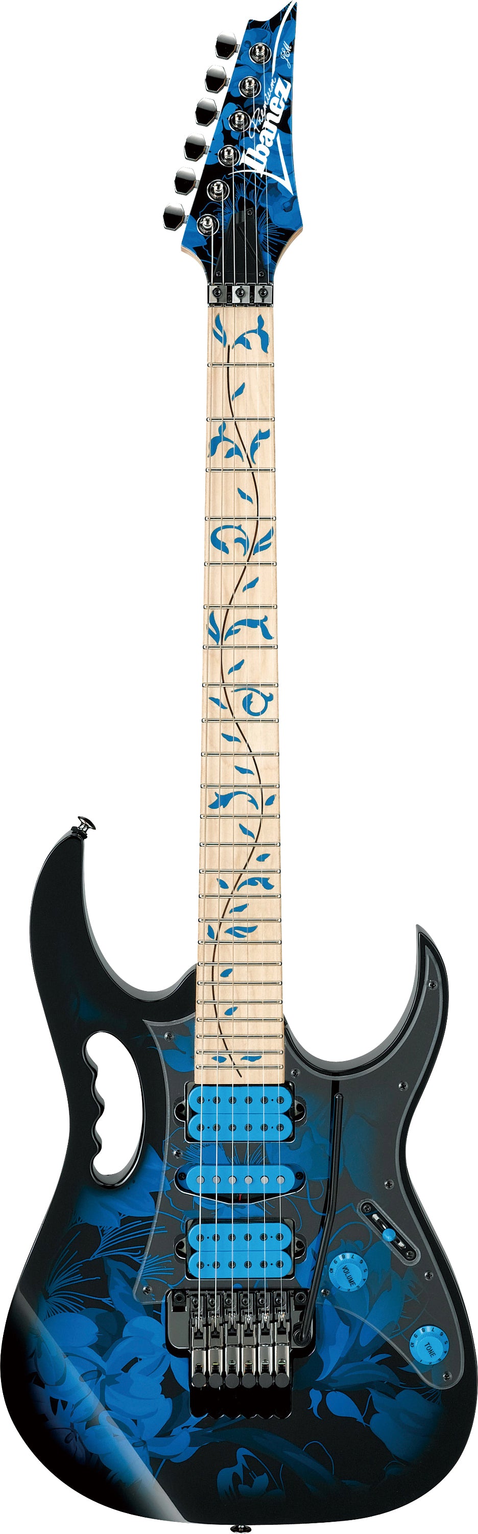 Ibanez Electric Guitar - Steve Vai Signature 6str Electric Guitar w/Bag - Blue Floral Pattern - JEM77PBFP