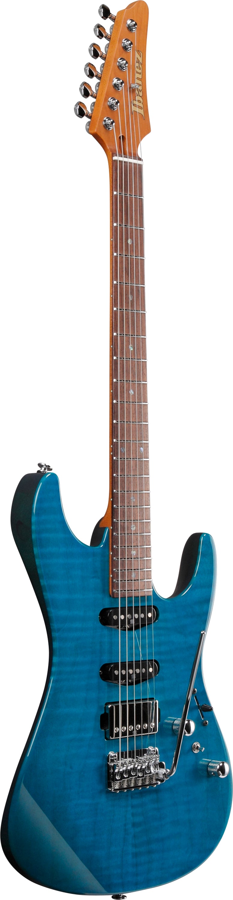Ibanez Electric Guitar - Martin Miller Signature 6str Electric Guitar w/Case - Transparent Aqua Blue - MMN1TAB