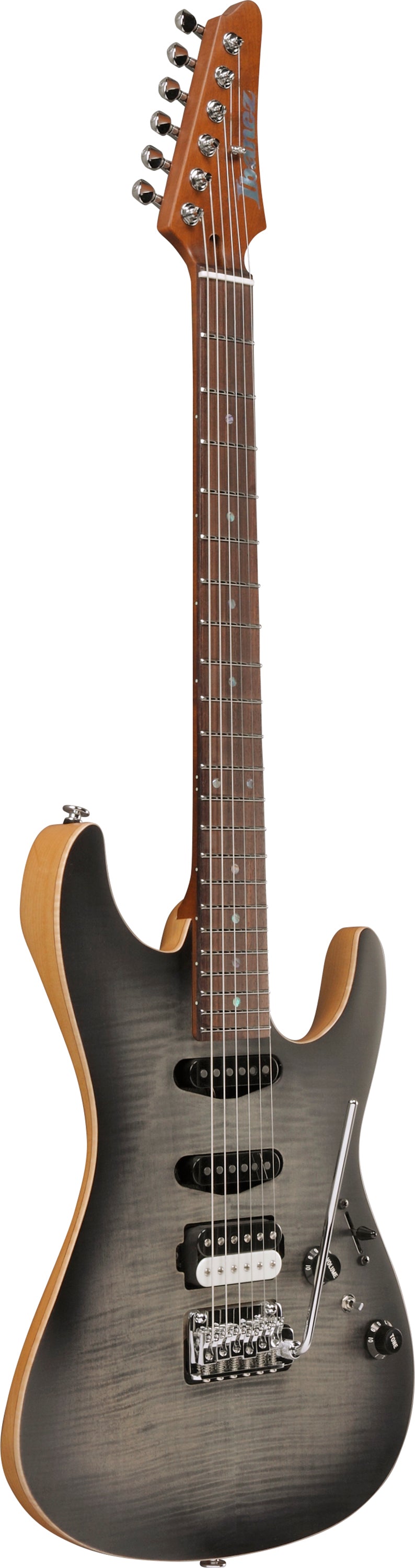 Ibanez Electric Guitar - Tom Quayle Signature 6str Electric Guitar w/Case - Charcol Black Burst Flat - TQM2CUF