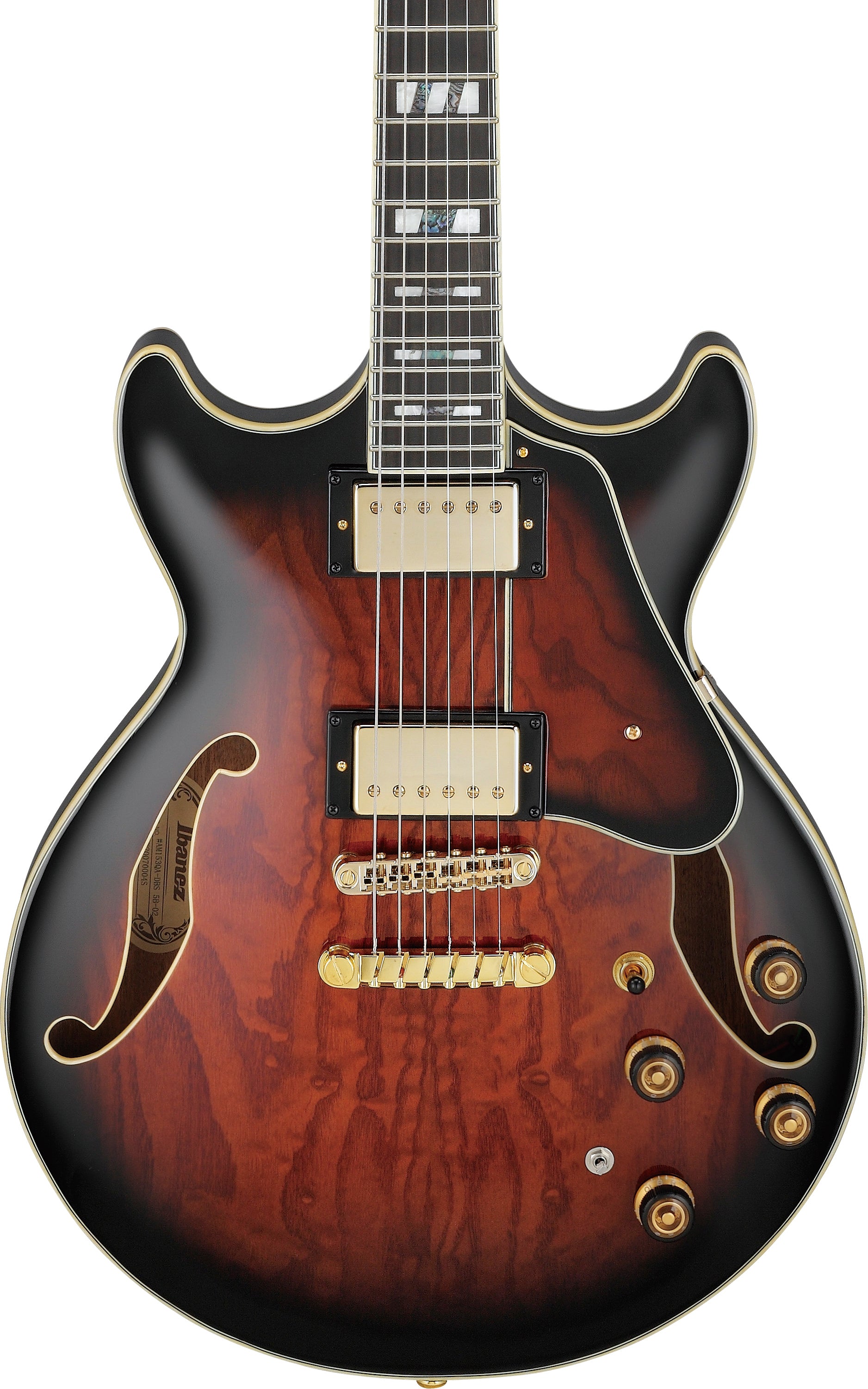 Ibanez Electric Guitar - AM Artstar 6str Electric Guitar w/Case - Dark Brown Sunburst - AM153QADBS