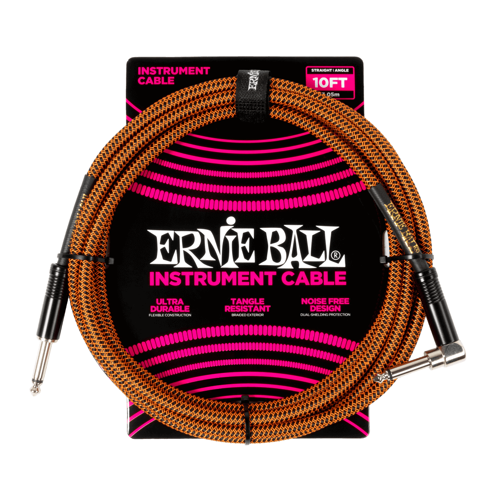 Ernie Ball -  Braided Instrument Cable Straight/Angle 10ft - Pumpkin Pie