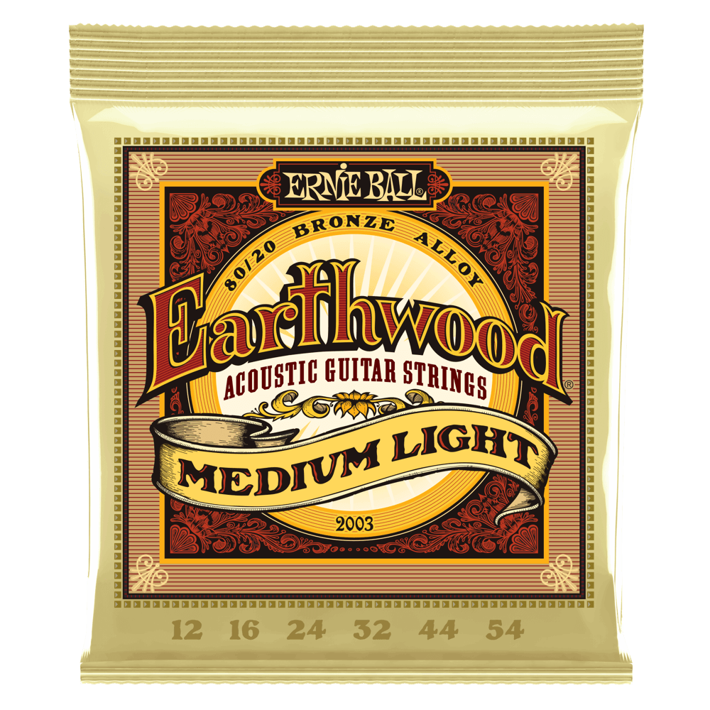 Ernie Ball -  Medium Light Earthwood 80/20 Bronze Acoustic Guitar Strings 12-54 Gauge